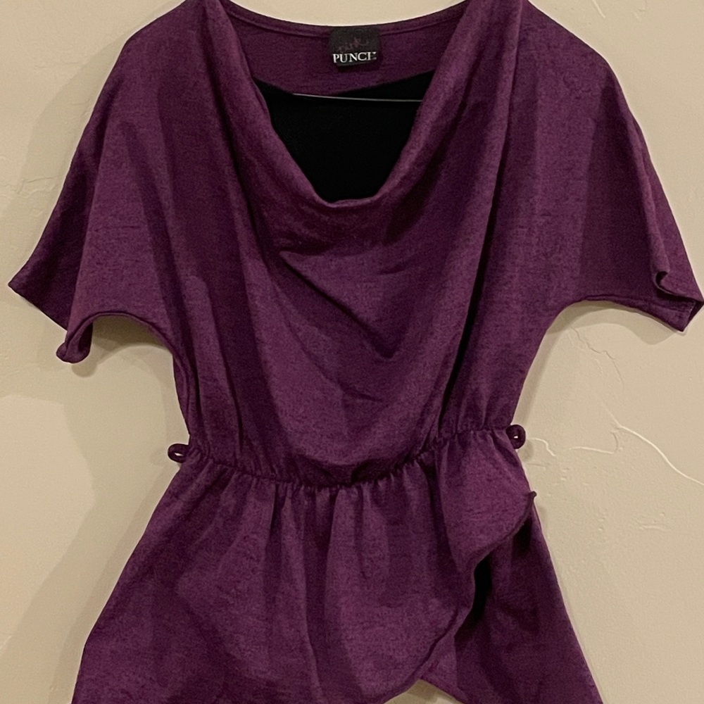 Girls Sz 10-12 Pink Punch Drape Neck Blouse Top